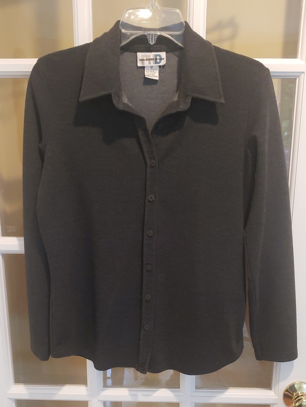 Vtg Paul Harris Design Gray Knit Button-Up Top (Shirt-Jacket) Size: M